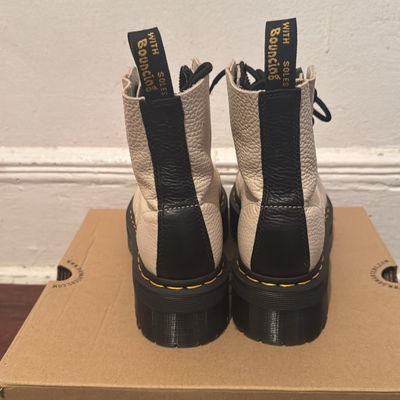 Dr. Martens Cream Leather Combat Boots - Picture 3 of 6